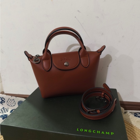 Longchamp Handbags - Longchamp Brown Mini Leather Top-Handle Bag with Strap